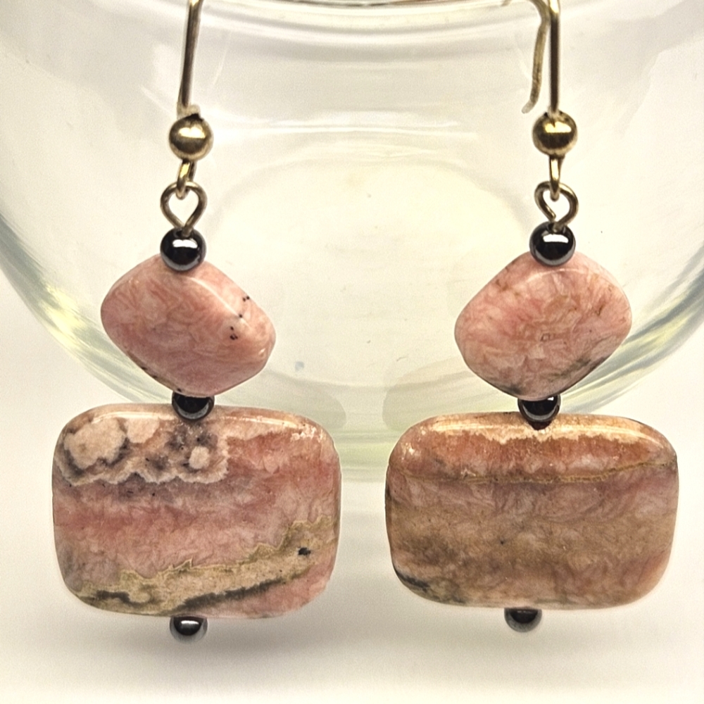 Pink Rhodonite Earrings - Picture 3 of 6